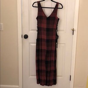 Anthropologie red plaid jumpsuit, 6, NWT